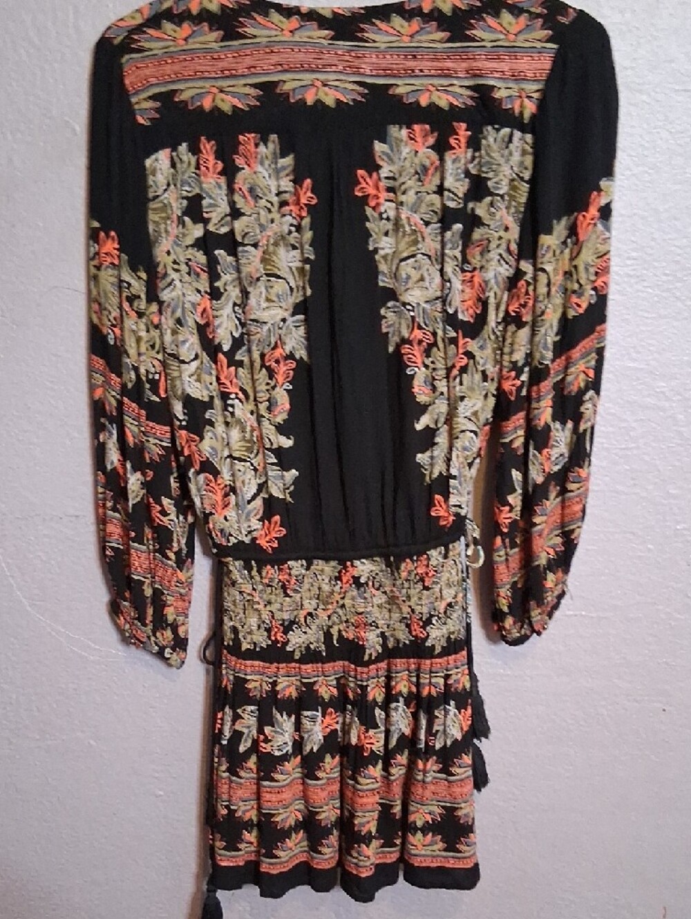 Free People Black Floral Embroidered Long-Sleeve Mini Dress - Picture 3 of 4